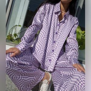 Lisa Says Gah Bailey pajama set in purple warp check - size XL